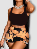 Casual Ladies' Hawaiian Beach Holidays Digital Print Tank Shorts Two-Piece Set