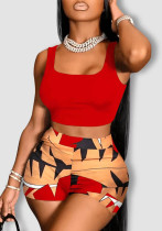 Casual Ladies' Hawaiian Beach Holidays Digital Print Tank Shorts Two-Piece Set Casual Ladies' Hawaiian Beach Holidays Digital Print Tank Shorts Two-Piece Set