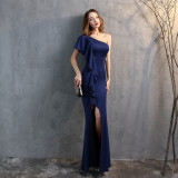 Women Formal Party One Shoulder Mermaid Maxi Evening Dress