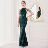 Plus Size Women Sequined Formal Party Maxi Evening Dress