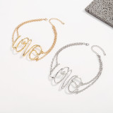Retro LOVE Letter Necklace Metal Texture Heavy Industry Personality Hip Hop Creative Necklace