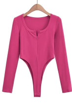 long-sleeved zipper 2023 solid color U-neck bottoming T-shirt