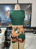 Casual Ladies' Hawaiian Beach Holidays Digital Print Tank Shorts Two-Piece Set
