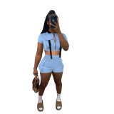 Women'S Clothing Summer Trends Short Sleeves Top Shorts Two-Piece Sets