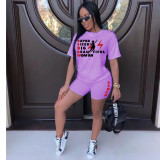 Plus Size Women's T-Shirt Shorts Set Tracksuit Two-Piece