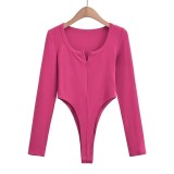 long-sleeved zipper 2023 solid color U-neck bottoming T-shirt
