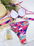Bikini Print Sexy Women Two Pieces Swimwear High Waist Lace-Up Swimsuit