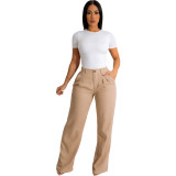 Women'S Fashion Casual Loose Straight Pants Solid Color Casual Pants