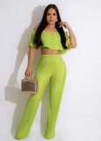 Women'S Solid Color Off-Shoulder Top Bell Bottom Pants Two-Piece Set