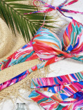 Bikini Print Sexy Women Two Pieces Swimwear High Waist Lace-Up Swimsuit