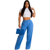 Women'S Fashion Casual Loose Straight Pants Solid Color Casual Pants