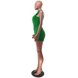 Women's Sexy Solid Zipper Neck Bubble Cloth Jumpsuit