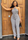 Women'S Casual Fashion Low Back Halter Neck Print Jumpsuit