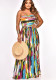 Trendy Print Strapless Slim Waist Casual Holidays Jumpsuit