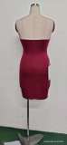 Women Elegant Strapless Formal Party Mini Evening Dress