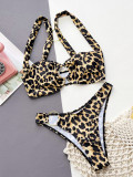 Women'S Swimwear Sexy Leopard Two Pieces Bikini Swimsuit