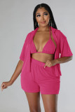 Women Sexy Beach Shirt Shorts 3 Piece Set