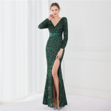 Plus Size Women Sequined Formal Party Maxi Evening Dress