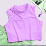 Cutotu High Stretch Tank Top Fitness Basic Round Neck Slim Fit White Sleeveless Top