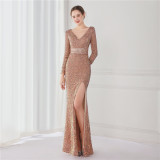 Plus Size Women Sequined Formal Party Maxi Evening Dress