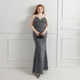 Plus Size Women Sequined Formal Party Maxi Evening Dress