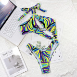 One-Piece Bikini Sexy Printed Hollow Out Sexy One-Piece Swimsuit