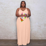 Plus Size Women'S Printed Straps Fashion Loose Dress