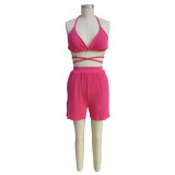 Women Sexy Beach Shirt Shorts 3 Piece Set