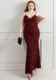Plus Size Women Sequined Formal Party Maxi Evening Dress