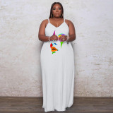Plus Size Women'S Printed Straps Fashion Loose Dress