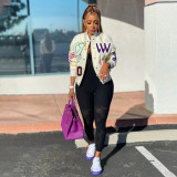 Women'S Printed Ribbed Casual Jacket