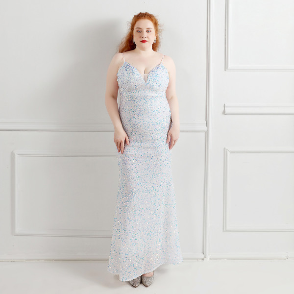 Plus Size Women Sequined Formal Party Maxi Evening Dress