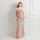 Plus Size Women Sequined Formal Party Maxi Evening Dress