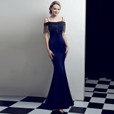 Bridal Toast Dress Fashion Fishtail Slim Fit Long Formal Party Elegant Red Evening Dress