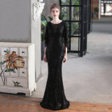 Long Sequins Plus Size Fat Beauty Performance Dress Formal Party Evening Dress