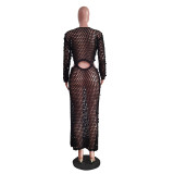 Women's knitting Casual cut-out sequin beach dress