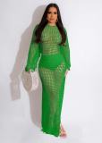Fashion sexy cut-out knit hand hook tassel dress