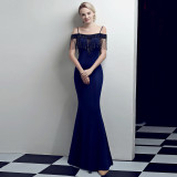 Bridal Toast Dress Fashion Fishtail Slim Fit Long Formal Party Elegant Red Evening Dress