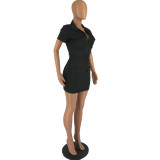 Women's Summer Fashion Zip Pocket Solid Color Dress