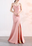 Sling Deep V Long Sexy Slim Fit Split Night Club Show Evening Dress