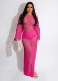 Fashion sexy cut-out knit hand hook tassel dress