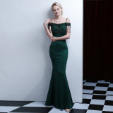 Bridal Toast Dress Fashion Fishtail Slim Fit Long Formal Party Elegant Red Evening Dress