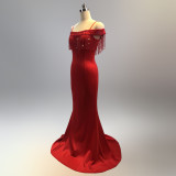 Bridal Toast Dress Fashion Fishtail Slim Fit Long Formal Party Elegant Red Evening Dress