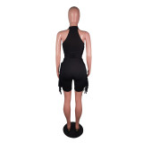 Women's fashion sports ofringed shorts two-piece set
