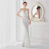 Long Sequins Plus Plus Size Performance Formal Party Evening Dress