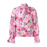 Women's Fashion Chic Slim Fit Printed Lace-Up Plus Size African Shirt