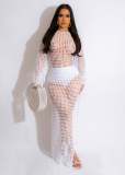 Fashion sexy cut-out knit hand hook tassel dress