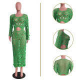 Women's knitting Casual cut-out sequin beach dress