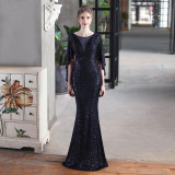 Long Sequins Plus Size Fat Beauty Performance Dress Formal Party Evening Dress