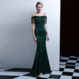 Bridal Toast Dress Fashion Fishtail Slim Fit Long Formal Party Elegant Red Evening Dress